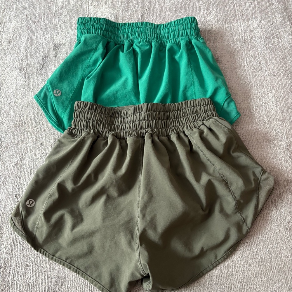 Lululemon Hotty Hot Shorts/ 2 pairs - Size 2.5 LR/Green & Olive